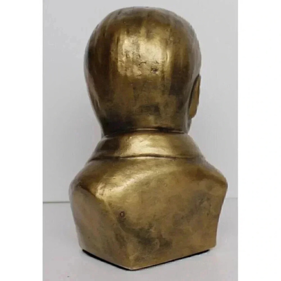 Vintage Pop Gold ELVIS Presley Head Cermatic Statue Figurine Room Decor - Picture 2 of 3